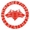 Roter Wikingerwolf mit zwei Köpfen