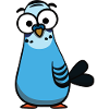 Blue cartoon budgie illustration