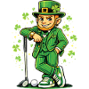Leprechaun Playing Golf St Pats