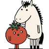 Compagnons chevaux et tomates