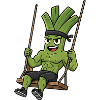 Funny Leek Celery Cartoon Swinging Fun