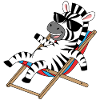 Zebra im Liegestuhl mit Sonnenbrille