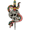 Skull Dagger Snake Tattoo Illustration