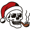 Smoking Skull with Santa Hat Illustration