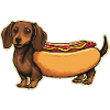 Süßer Dackel Hot-Dog-Brötchen-Aufkleber