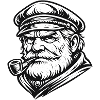Captain with Pipe in Woodcut Style