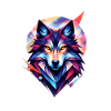 Bunter Wolf im modernen Geometrie Stil