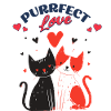 Cat love duo with hearts