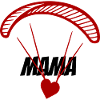 Paraglider with mom writing and heart