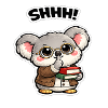 Silent koala with books