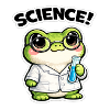 Science frog with glasses