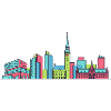 Hamburg City Skyline Speicherstadt Line Art