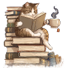 Cat reading books