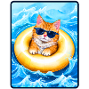 Cat in yellow swimming ring