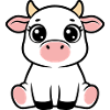 Cute Calf Baby Cow Sitting Kawaii