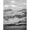 Mountains in Black and White Fog