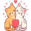 Kawaii Cat Duo Hearts