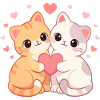 Twin Kittens Heart Hug