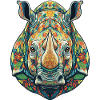 Florale Nashorn-Tropentierkunst