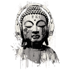 Bouddha avec des écouteurs Art zen