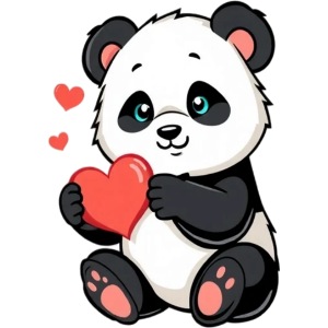Maglietta Panda Orso con Cuore e Panda Bear