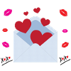 Valentine love hugs and kisses message in envelope
