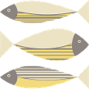 Illustrated Graphic Fish Yellow Gray