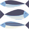 Illustrated Graphic Fish Dark Blue