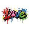 Love – Graffiti Stil mit Katzenpfote