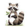 Waschbär mit Blatt