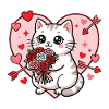 Kawaii Kat Valentijn Roos Boeket Hart