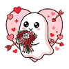 Cute Spooky Ghost Valentine Rose Heart