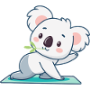 Koala kawaii sur tapis vert