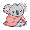 Koala cozy in a pink scarf