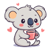 Koala Coffee Heart Kawaii