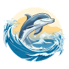 Dolphin jump over surf wave
