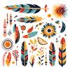 Boho Feather and Flowers Pattern