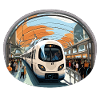 Zug am Orangendrahtbahnhof