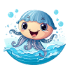 Kawaii-Qualle im Meeresrauschen