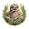 Sloth in a wreath of leaves