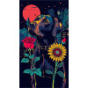 Chien de la Nuit et Tournesols