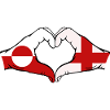 Greenland England Flag Hands Heart Shape
