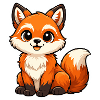 Cute Fox Motif in Cartoon Style