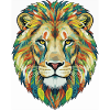 Bunter Löwenkopf mit Blattmuster