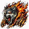 Wolf In Flame Eruption