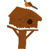 Vogelhaus am Schneeboden