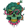 Vegetable Skull with Plant Spirals