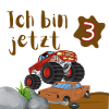 Jeg er nu 3 – Monster Truck fødselsdagsshirt