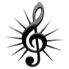 Black notes with rays