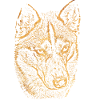 Golden Wolfhead Husky Silhouette
